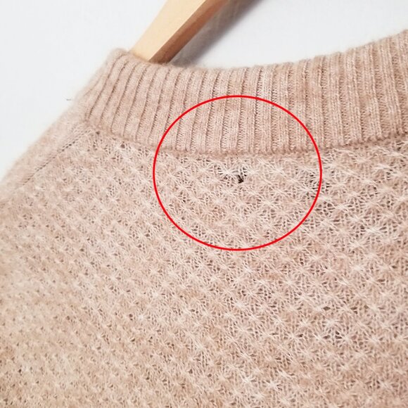 Quince Baby Alpaca-Wool Diamond Stitch Crewneck Sweater M Natural Lightweight - Picture 15 of 15